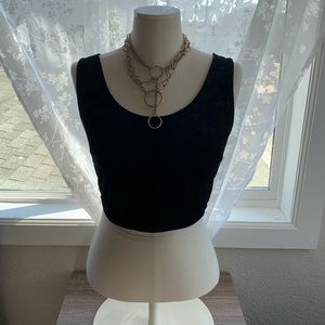 Crushed Velvet Black Crop Top